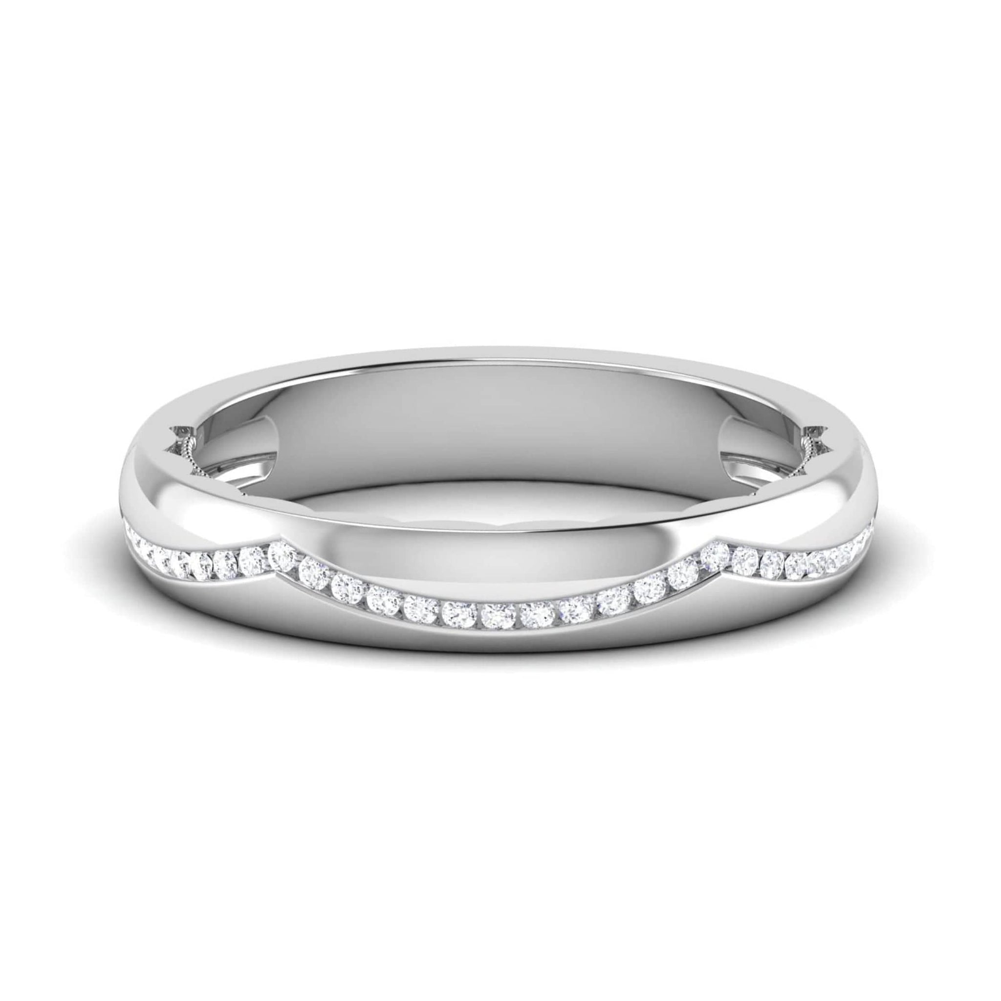 Jewelove™ Rings Half Eternity Platinum Wedding Band with Diamonds Ring JL PT 6768