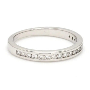 Half Eternity Platinum Wedding Ring with Diamonds set in Channel Setting SJ PTO 244 Table Side View