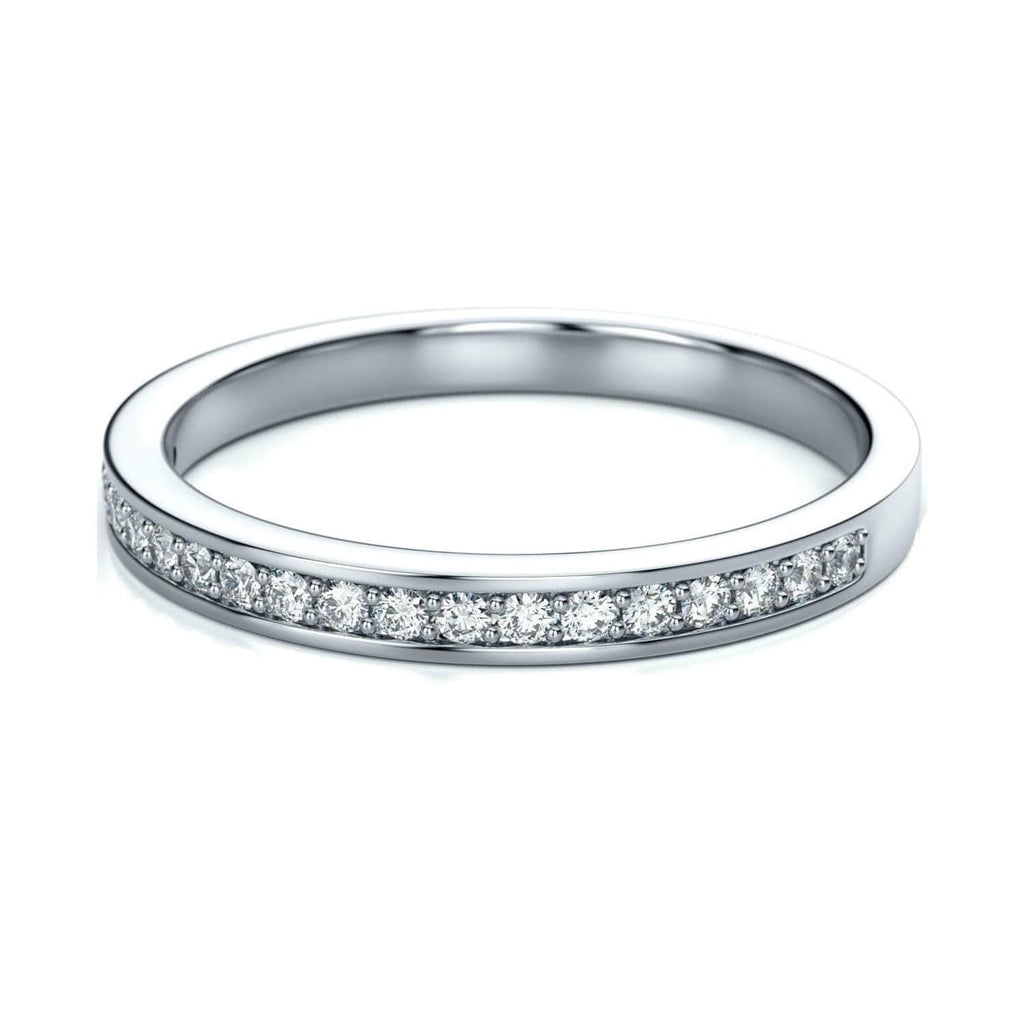 Jewelove™ Rings Half Eternity Platinum Wedding Band with Pave Setting Diamonds JL PT 678