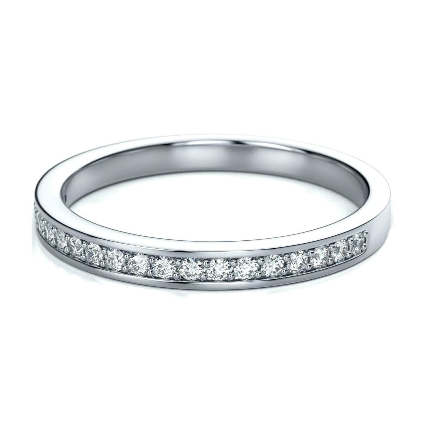 Jewelove™ Rings Half Eternity Platinum Wedding Band with Pave Setting Diamonds JL PT 678