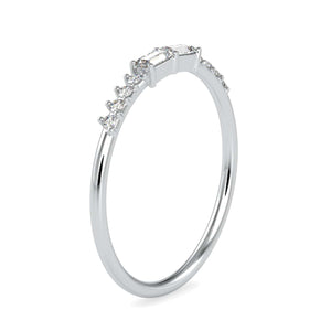 Jewelove™ Rings Women's Band only / VS GH Half Eternity Ring with Baguette Diamond Platinum Engagement Ring JL PT 0616