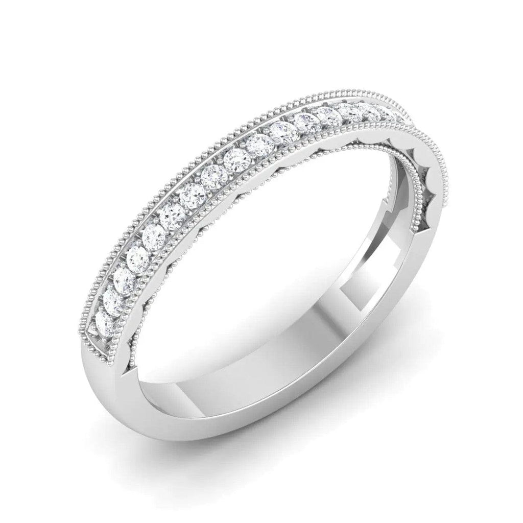 Jewelove™ Rings Half Eternity Ring with Diamonds and Milgrain Finish in Platinum JL PT 543