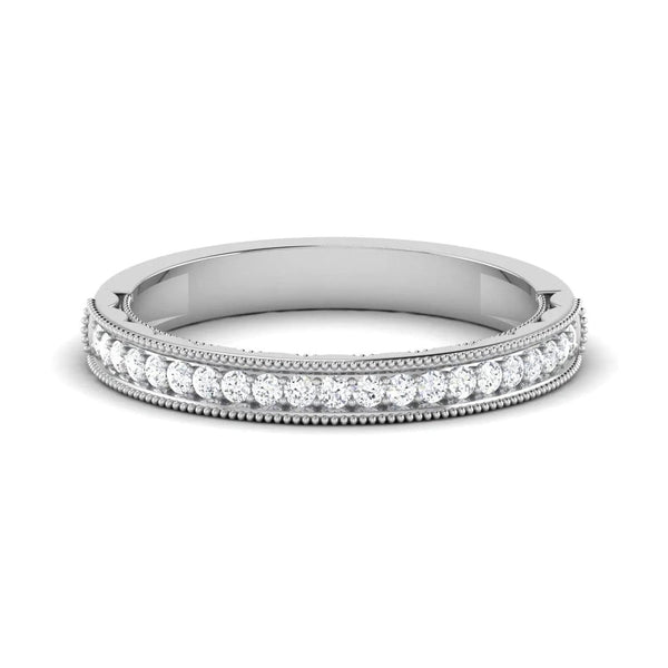 Jewelove™ Rings Half Eternity Ring with Diamonds and Milgrain Finish in Platinum JL PT 543
