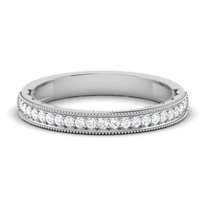 Jewelove™ Rings Half Eternity Ring with Diamonds and Milgrain Finish in Platinum JL PT 543