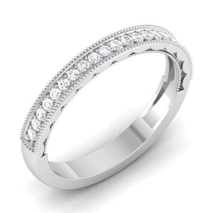 Jewelove™ Rings Half Eternity Ring with Diamonds and Milgrain Finish in Platinum JL PT 543