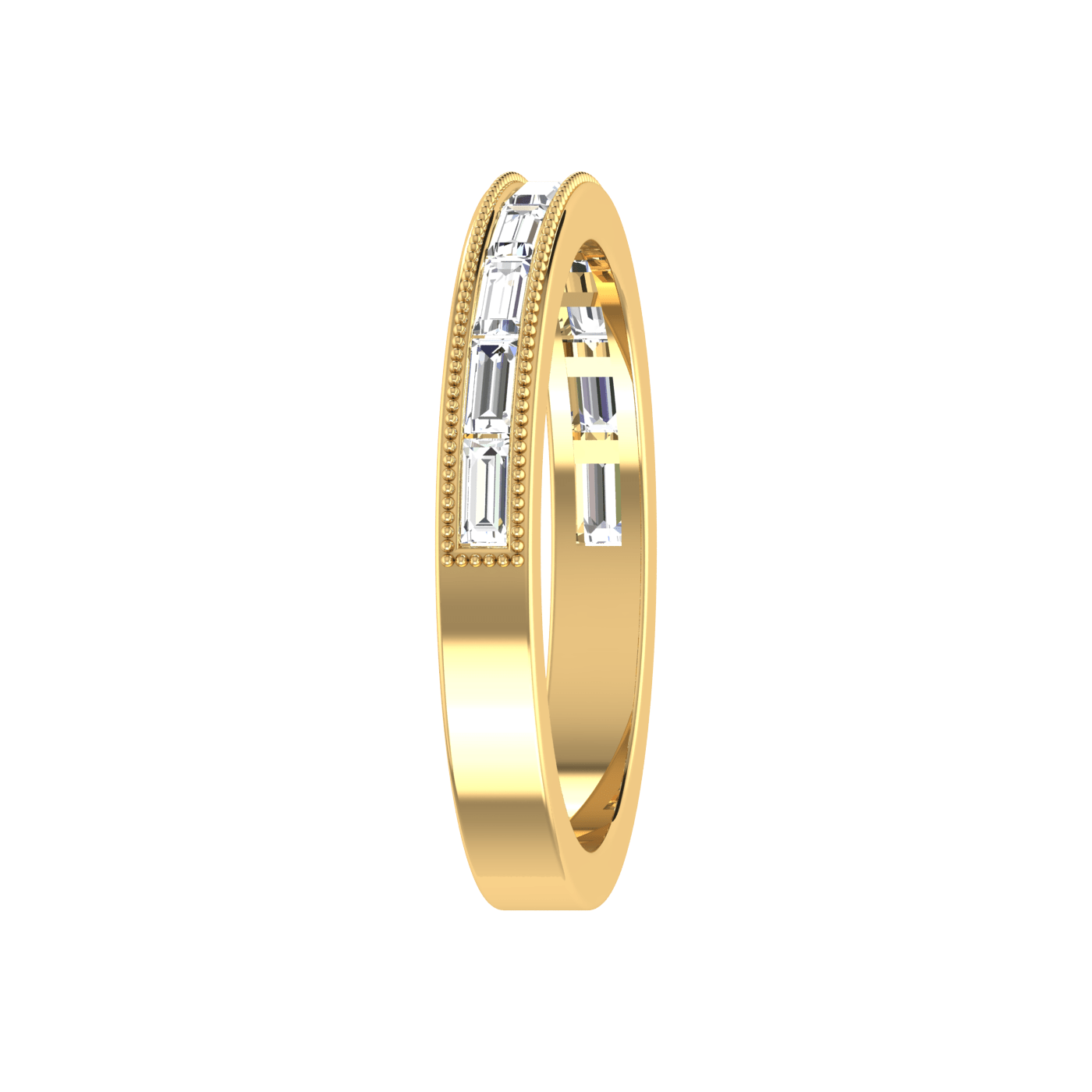 Jewelove™ Rings Women's Band only / VS GH Half Eternity Yellow Gold Baguette Diamond Ring JL AU RD RN 6852Y