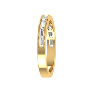 Jewelove™ Rings Women's Band only / VS GH Half Eternity Yellow Gold Baguette Diamond Ring JL AU RD RN 6852Y