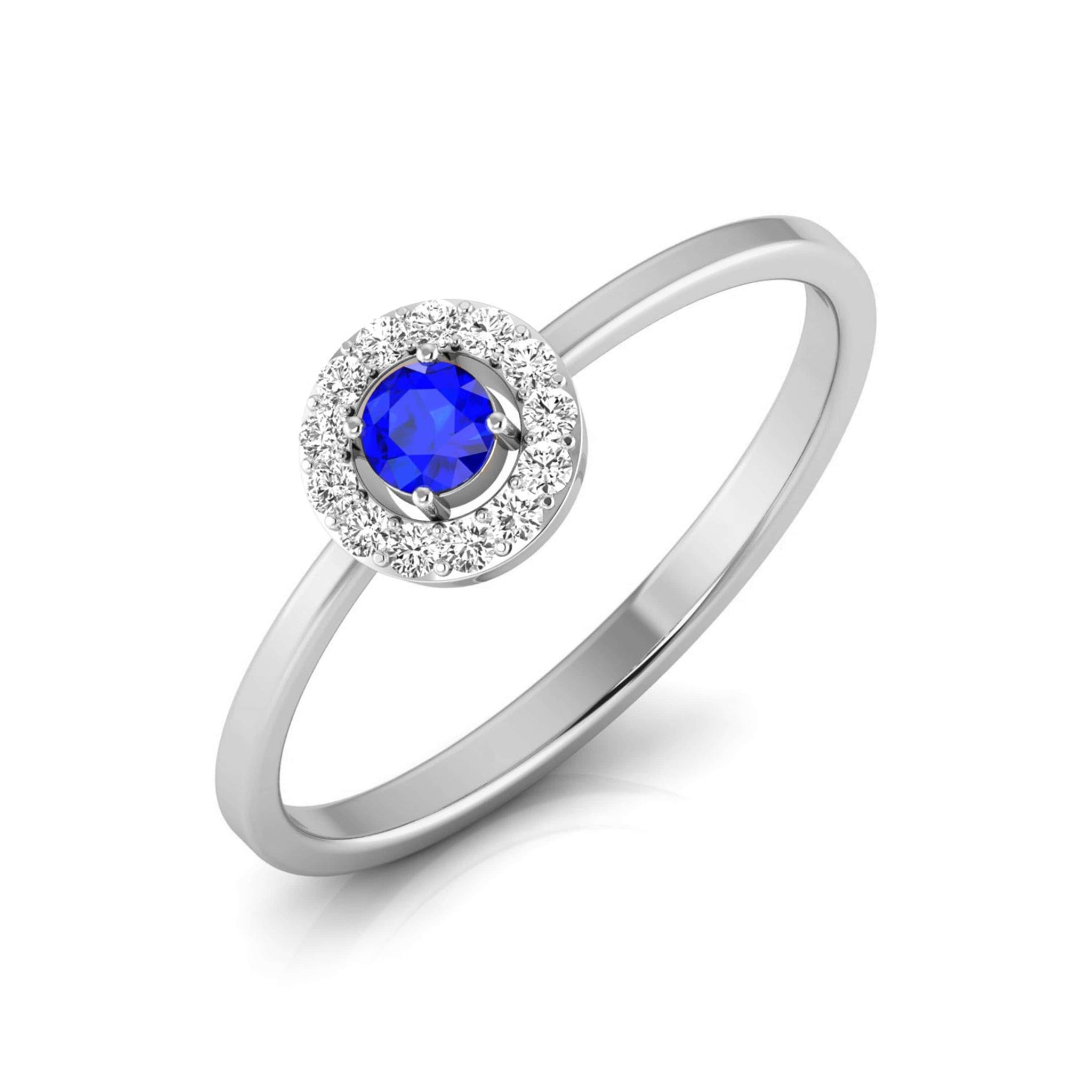 Jewelove™ Rings Halo Blue Sapphire Platinum Diamond Engagement Ring JL PT LR 7001