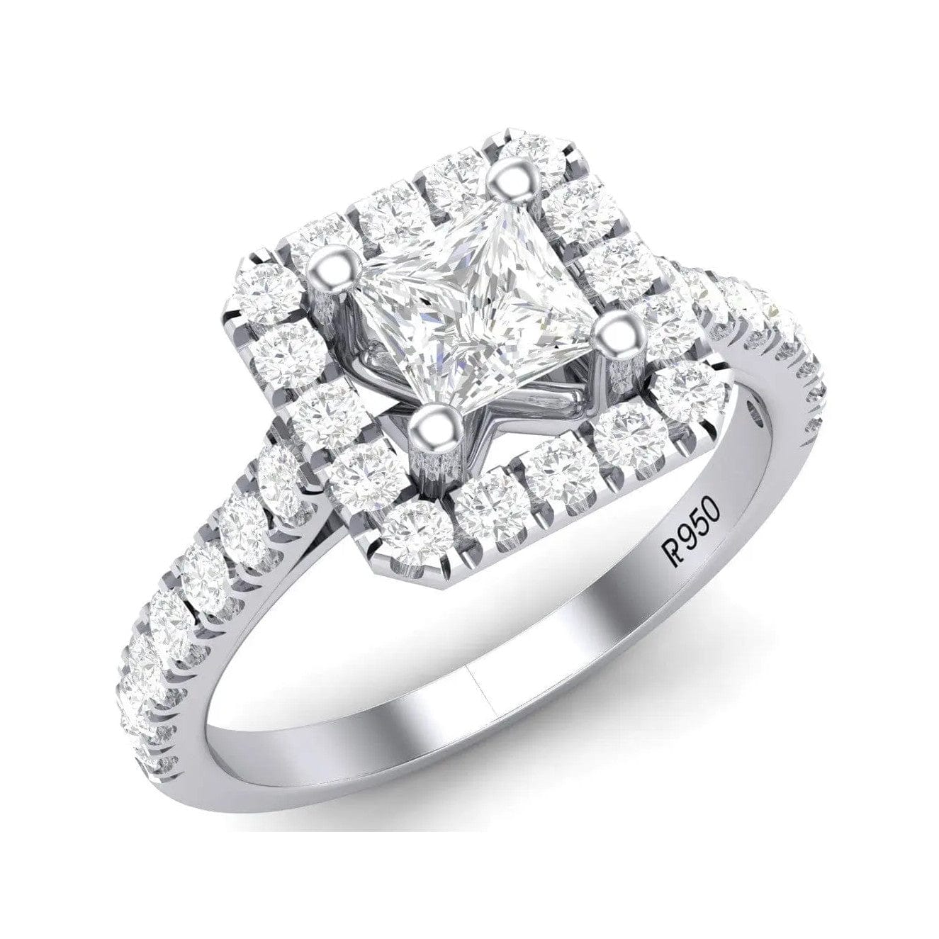 Jewelove™ Rings Halo Platinum Setting for Princess Cut Diamond Engagement Ring for Women JL PT 470-M