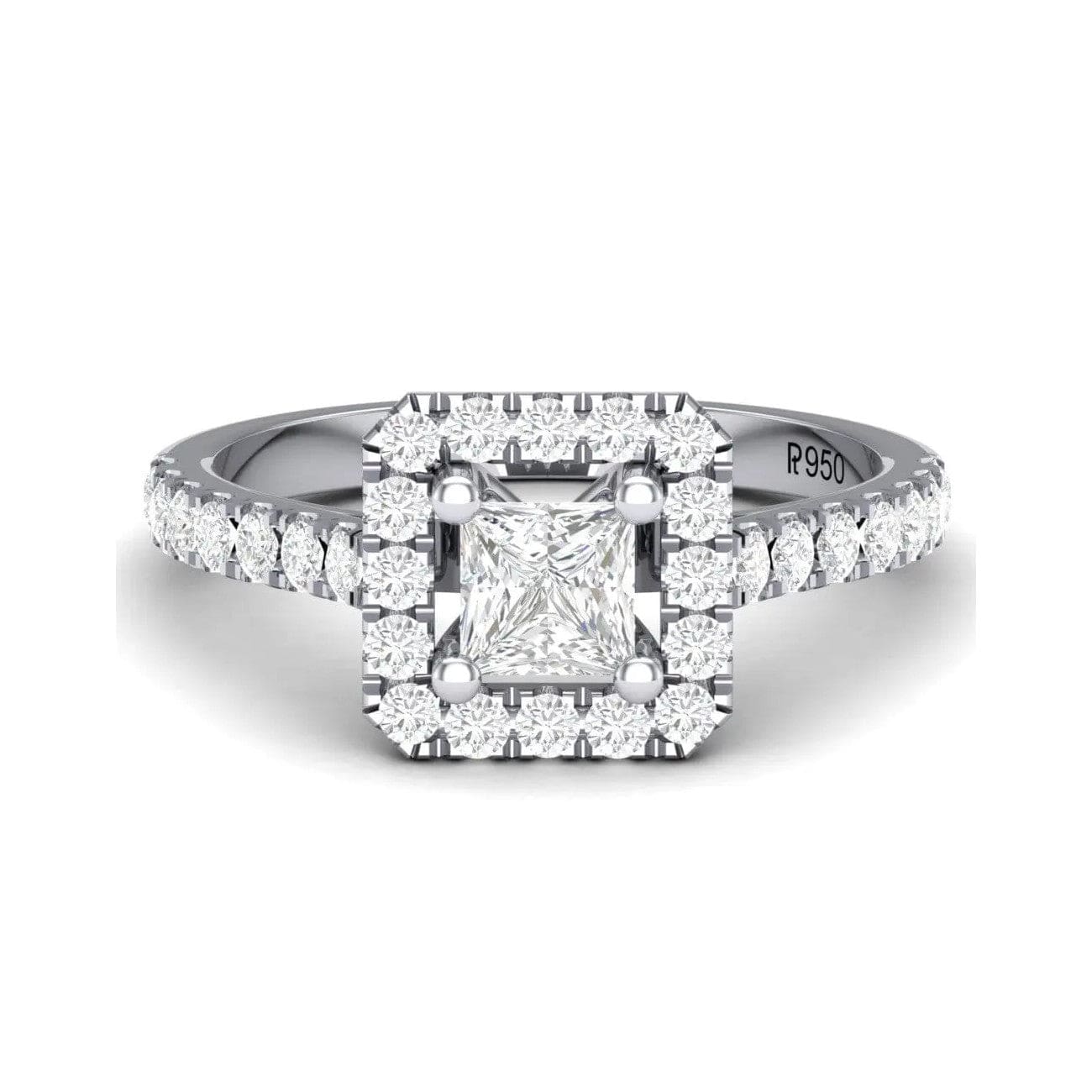 Jewelove™ Rings Halo Platinum Setting for Princess Cut Diamond Engagement Ring for Women JL PT 470-M