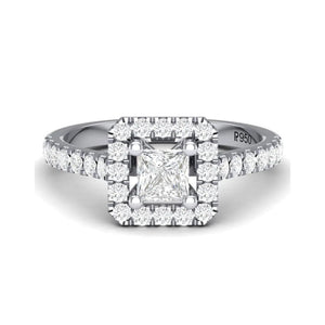 Jewelove™ Rings Halo Platinum Setting for Princess Cut Diamond Engagement Ring for Women JL PT 470-M