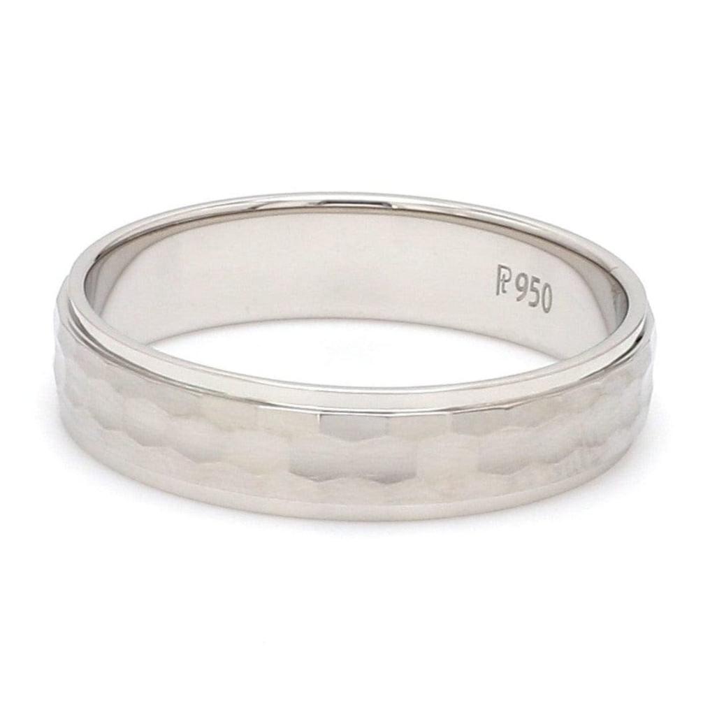 Jewelove™ Rings Men's Band only Hammer Finish Plain Platinum Band JL PT 681