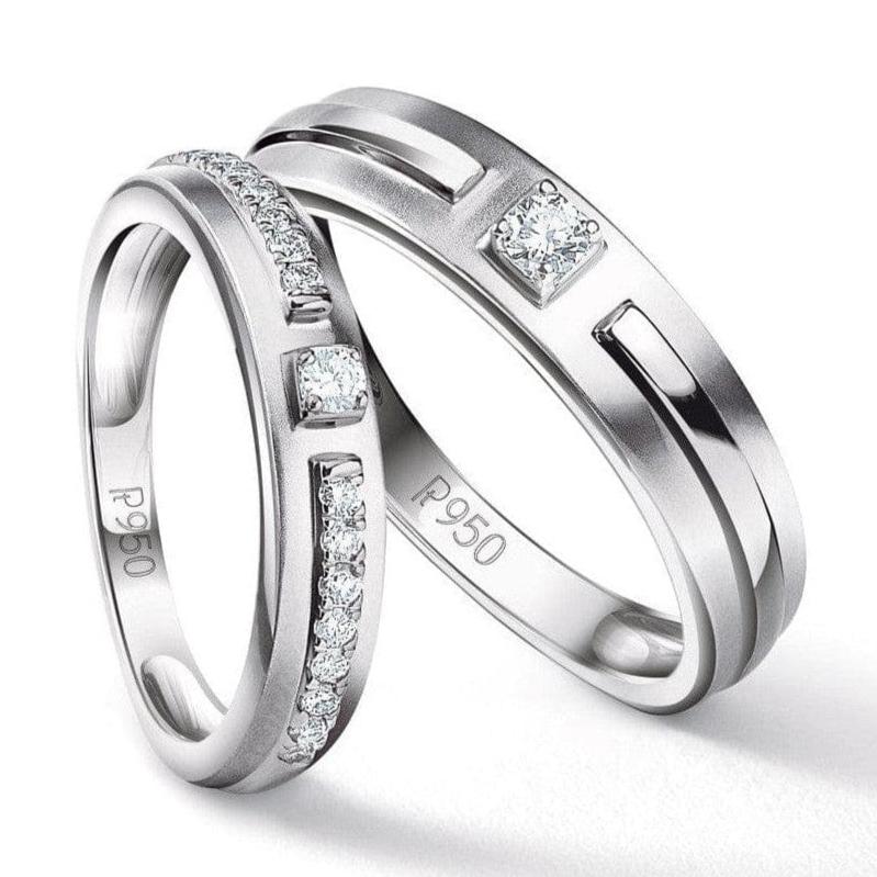 Jewelove™ Rings Harmony Platinum Couple Rings with Diamonds JL PT 530