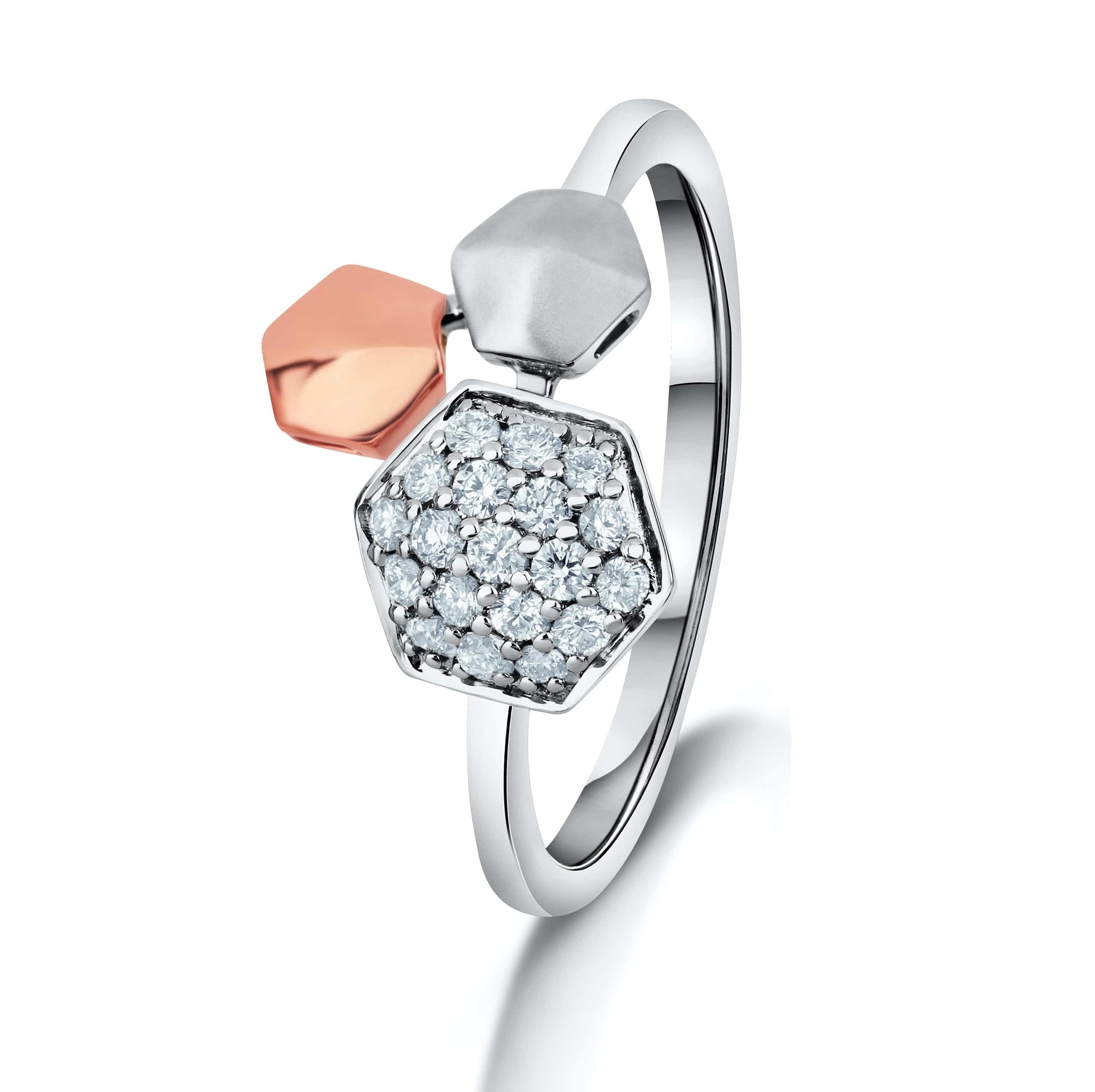 Jewelove™ Rings SI IJ / Women's Band Only Hats off to Women | Hexagonal Platinum & Rose Gold Ring for Women with Diamonds JL PT 987