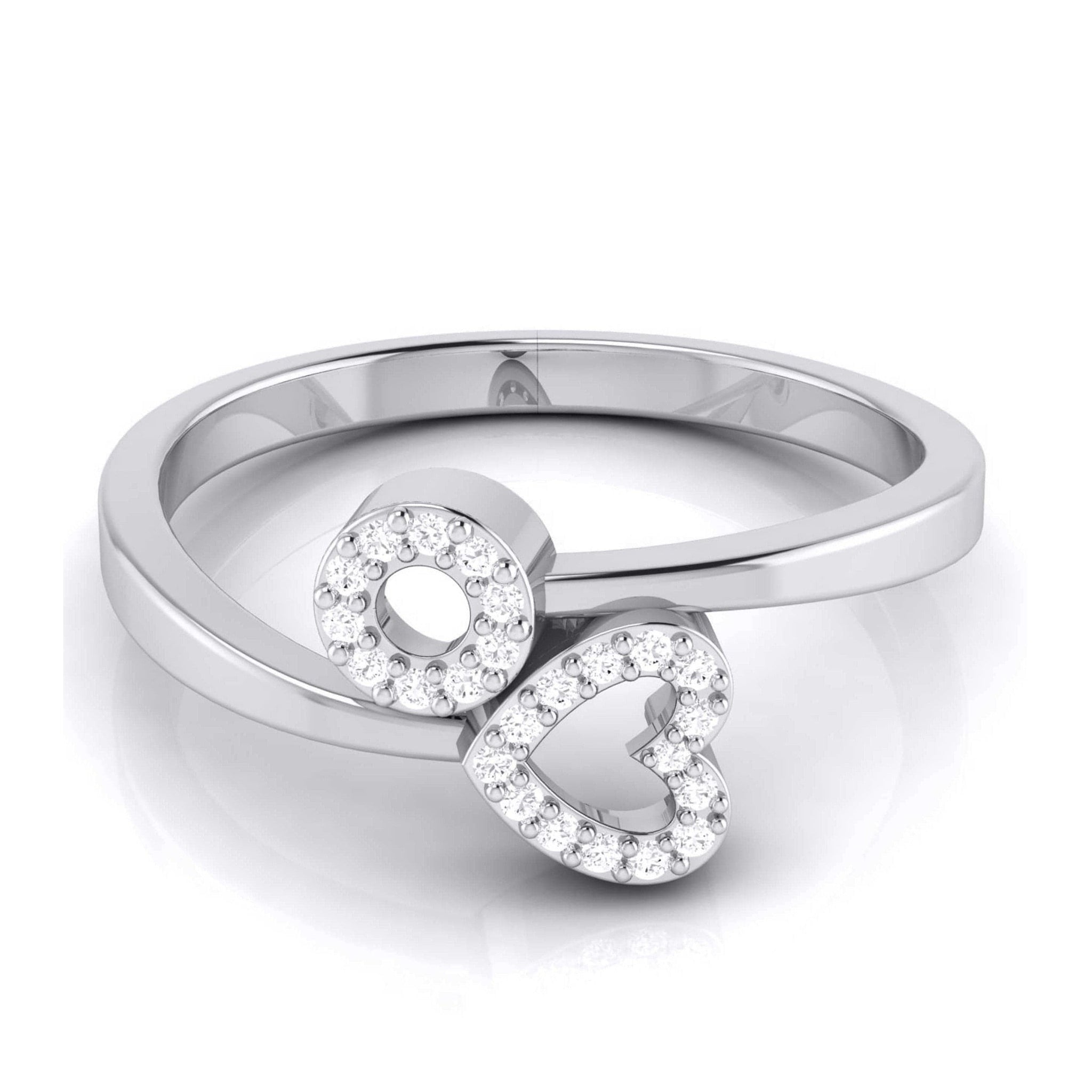 Jewelove™ Rings Heart and Circle with Diamond in Platinum for Women JL PT LR 146