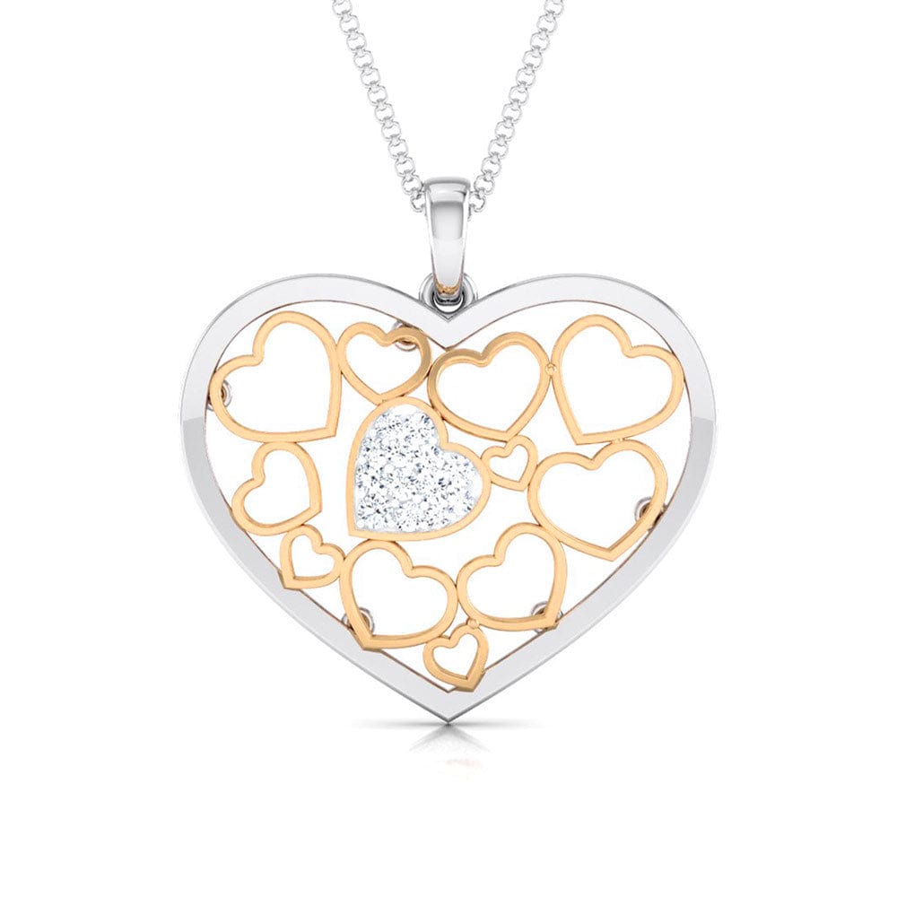 Jewelove™ Pendants Heart of Hearts Rose Gold & Platinum Pendant with Diamonds JL PT P 8105