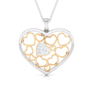 Jewelove™ Pendants Heart of Hearts Rose Gold & Platinum Pendant with Diamonds JL PT P 8105