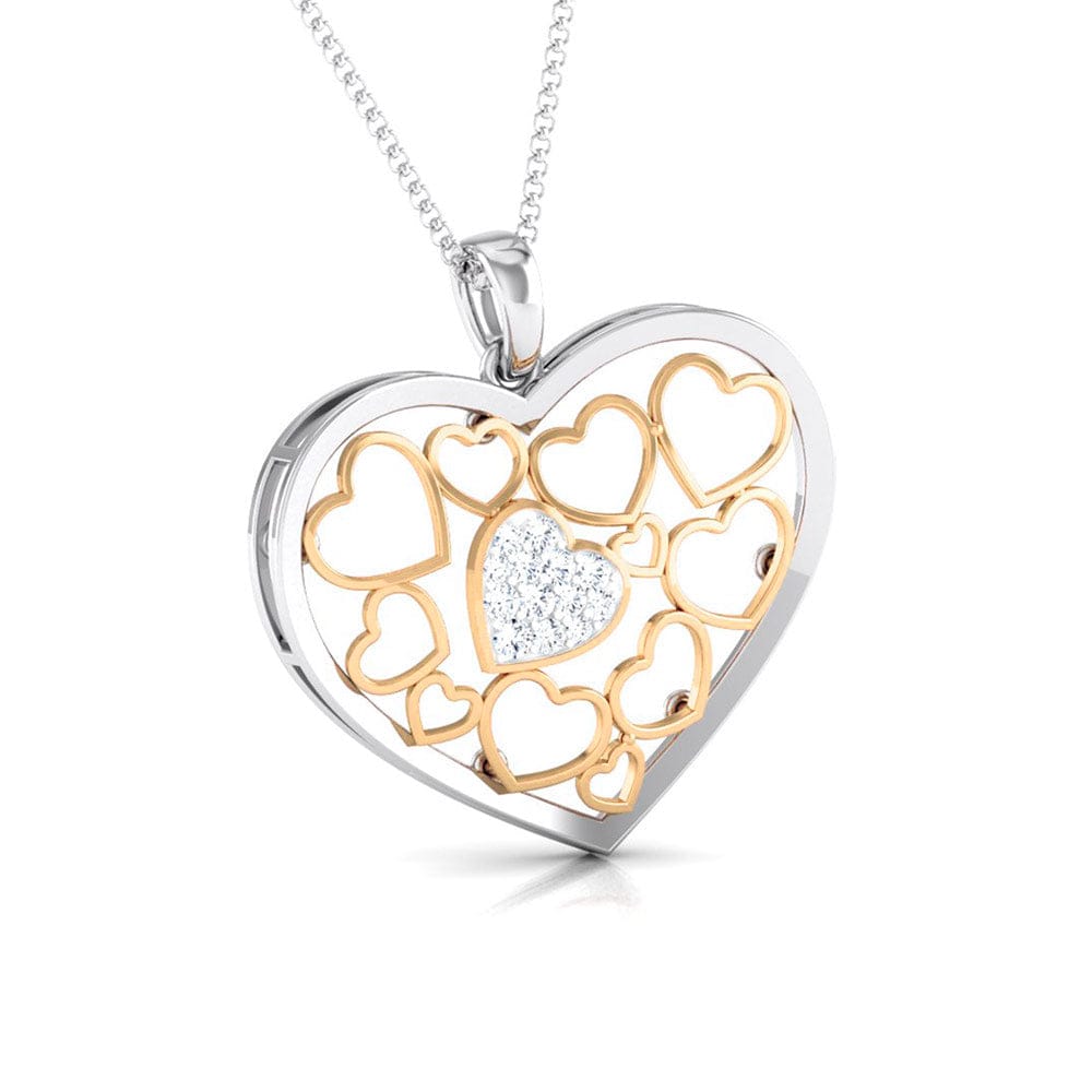 Jewelove™ Pendants Heart of Hearts Rose Gold & Platinum Pendant with Diamonds JL PT P 8105