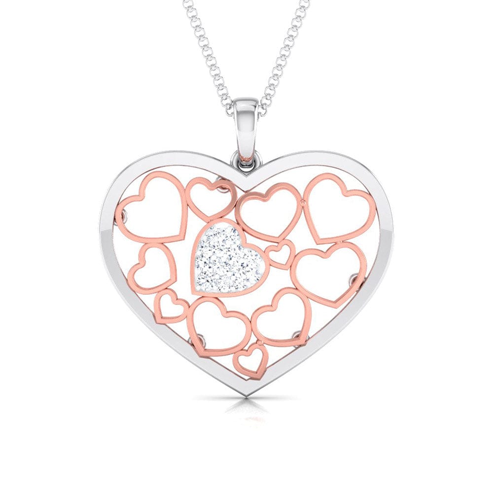 Front View of Platinum of Rose Heart Pendant with Diamonds JL PT P 8105