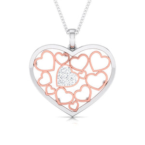 Front View of Platinum of Rose Heart Pendant with Diamonds JL PT P 8105