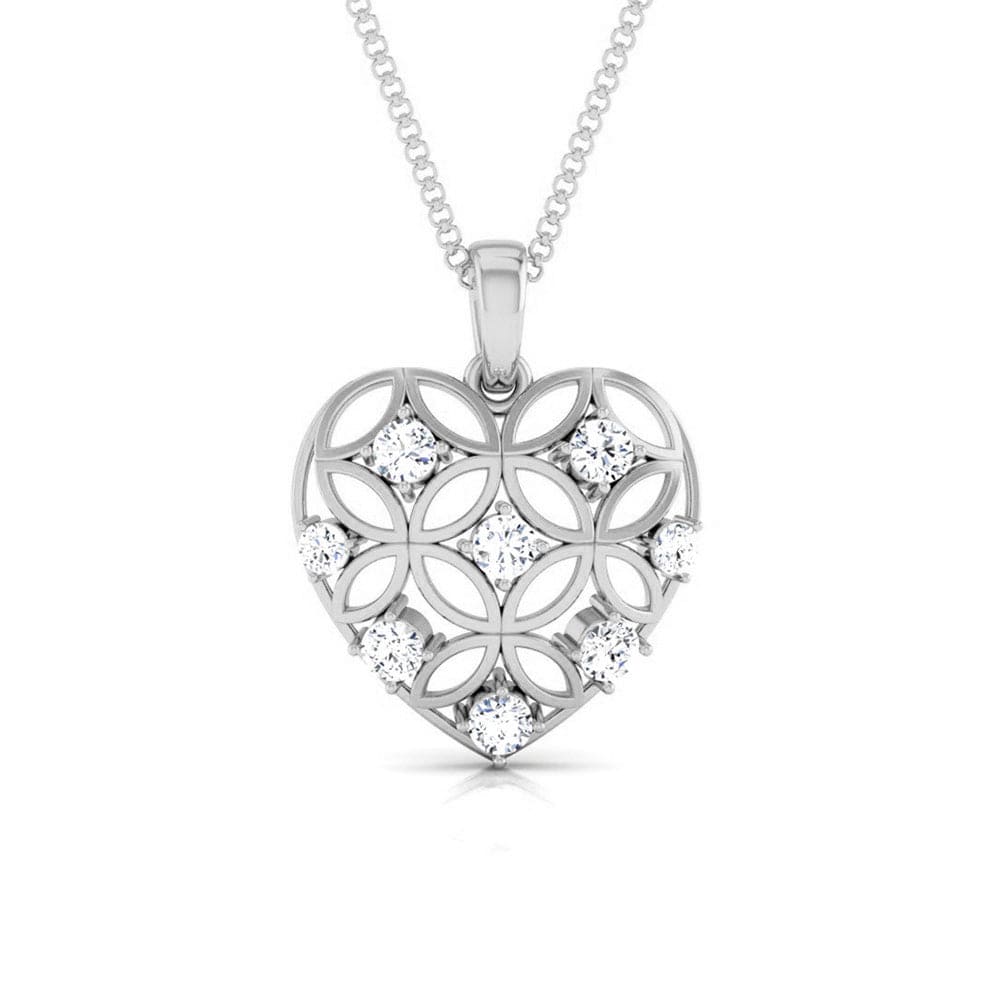 Front View of Platinum Love Pendant with Diamonds JL PT P 8106