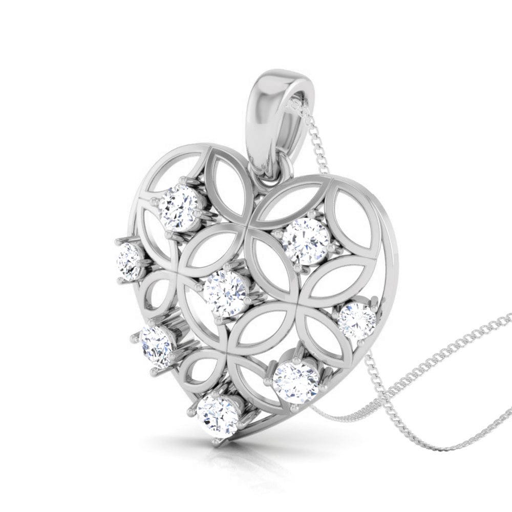 Perspective View of Platinum Love Pendant with Diamonds JL PT P 8106