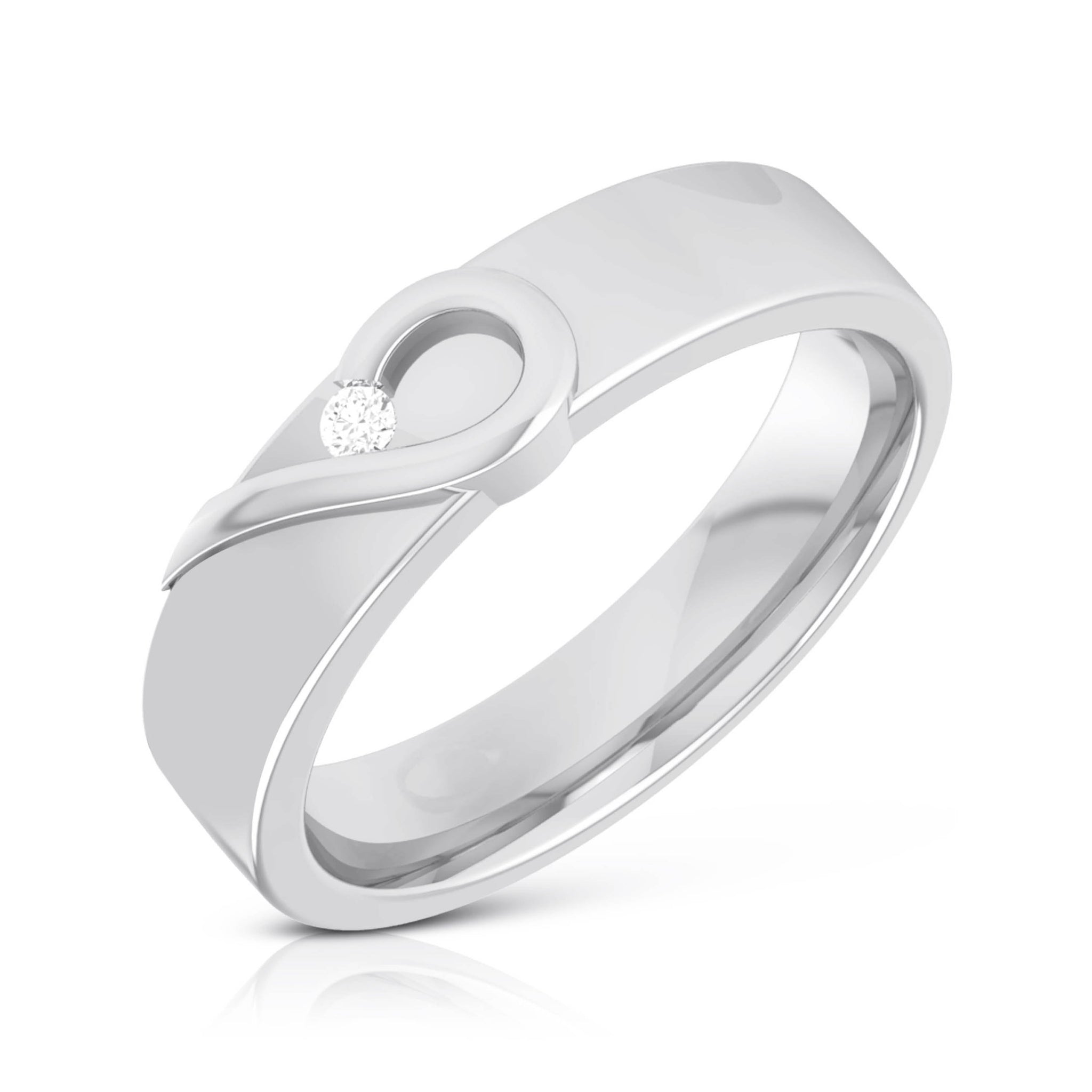 Jewelove™ Rings Heart Single Diamond Platinum Love Bands JL PT R-8004