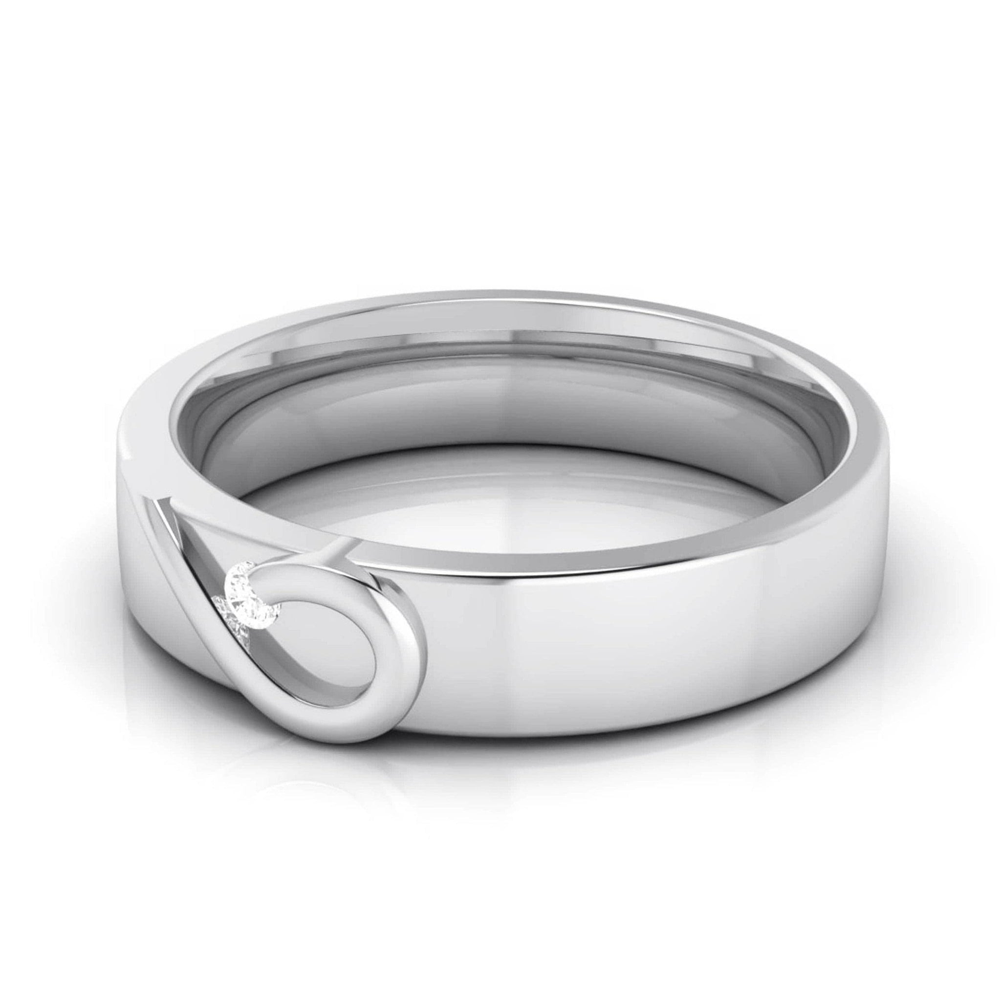 Jewelove™ Rings Heart Single Diamond Platinum Love Bands JL PT R-8004