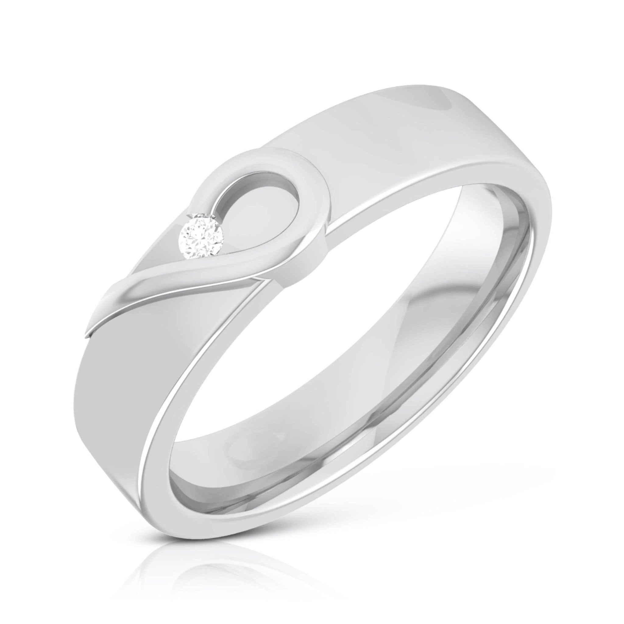 Jewelove™ Rings Heart Single Diamond Platinum Love Bands JL PT R-8004