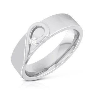 Jewelove™ Rings Heart Single Diamond Platinum Love Bands JL PT R-8004