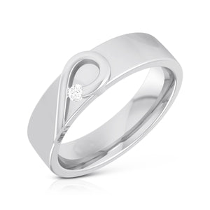 Jewelove™ Rings Men's Band only / SI IJ Heart Single Diamond Platinum Love Bands JL PT R-8004