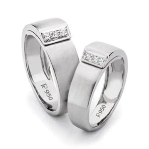 Jewelove™ Rings Both Heavy Platinum Love Bands with Diamonds SJ PTO 126