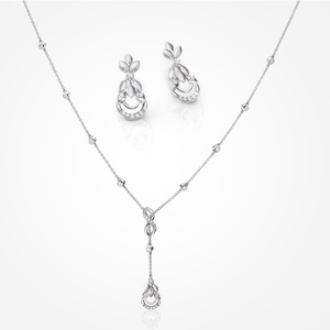 Infinity Platinum Evara Diamond Necklace & Earrings with Diamond Studded Chain for Women JL PTN 174