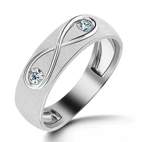 2.80ct Black Round Diamond Infinity Style Engagement Ring Bridal Set 14k  White Gold / Front Jewelers