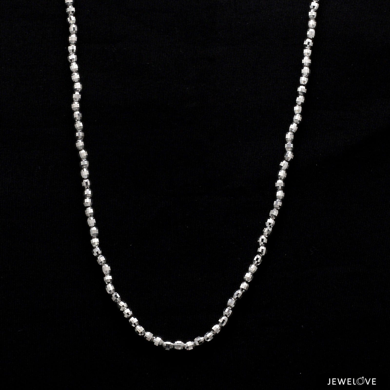 Jewelove™ Chains 16 + 2 inches Japanese 2.5mm Platinum Chain with Diamond Cut Balls JL PT 742-A