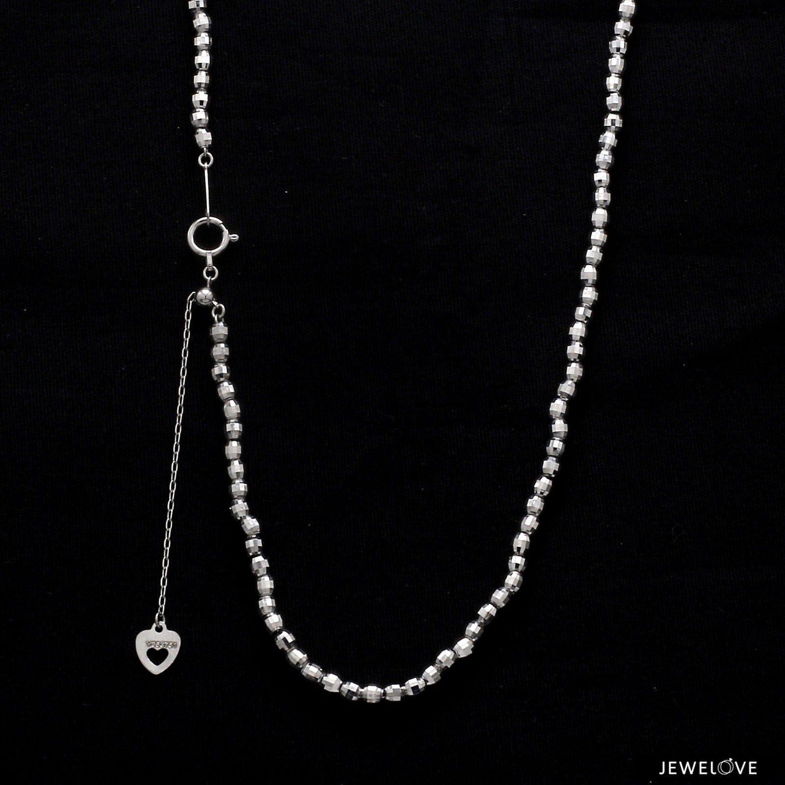 Jewelove™ Chains 16 + 2 inches Japanese 2.5mm Platinum Chain with Diamond Cut Balls JL PT 742-A