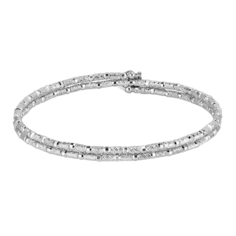 Jewelove™ Bangles & Bracelets Single Japanese 2-row Flexible Platinum Bracelet for Women JL PTB 771