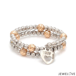 Jewelove™ Rings Women's Band only Japanese 2 Row Flexible Platinum Rose Gold Fusion Ring with Diamond Cutting JL PT 1378