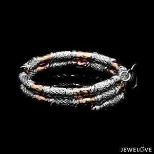 Jewelove™ Rings Women's Band only Japanese 2 Row Flexible Platinum Rose Gold Fusion Ring with Diamond Cutting JL PT 1384