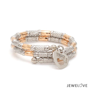 Jewelove™ Rings Women's Band only Japanese 2 Row Flexible Platinum Rose Gold Fusion Ring with Diamond Cutting JL PT 1384