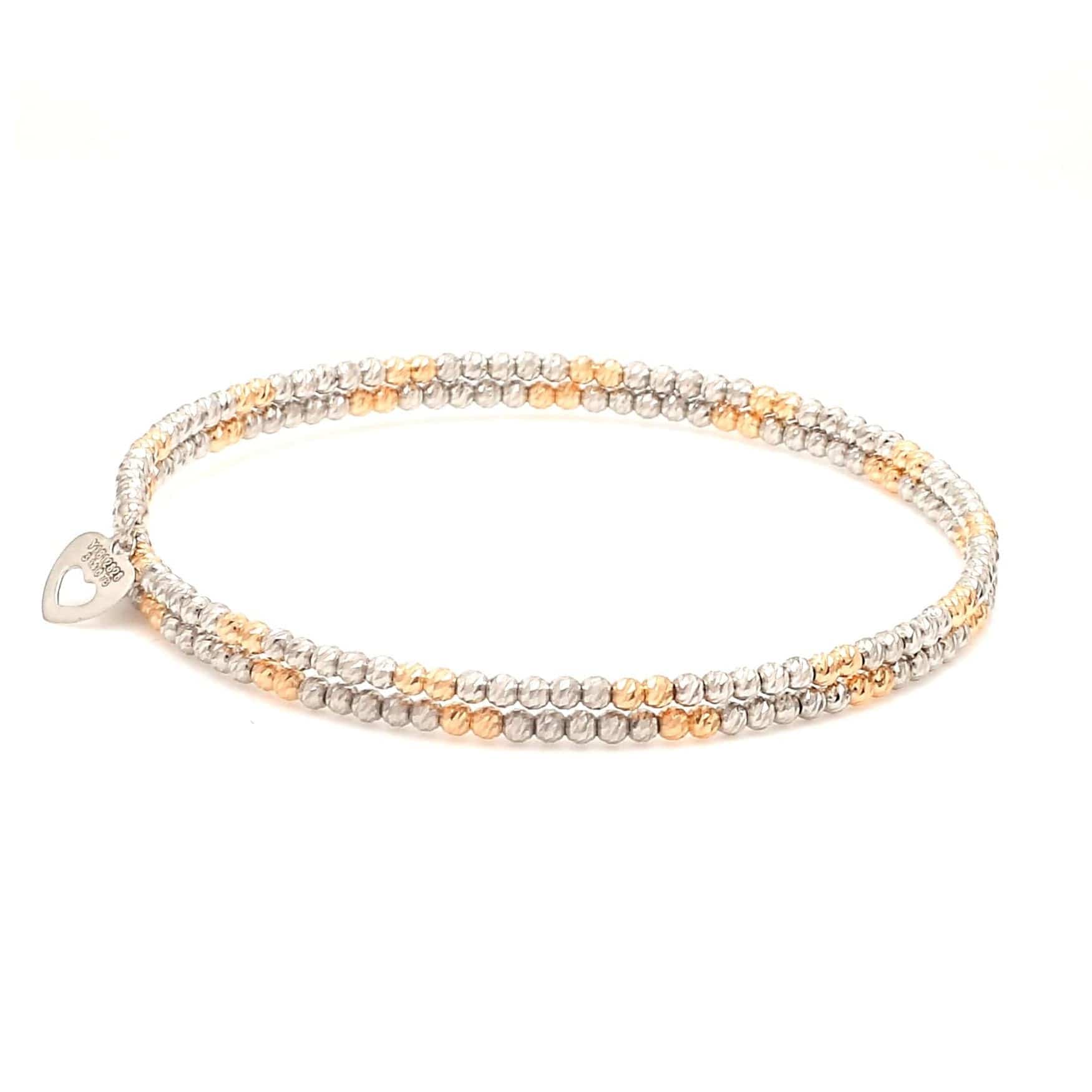 Jewelove™ Bangles & Bracelets Single Japanese 2-row Platinum & Rose Gold Bracelet for Women with Diamond Cut Balls JL PTB 1224