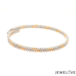 Jewelove™ Bangles & Bracelets Single Japanese 2-row Platinum & Rose Gold Bracelet for Women with Diamond Cut Balls JL PTB 1224