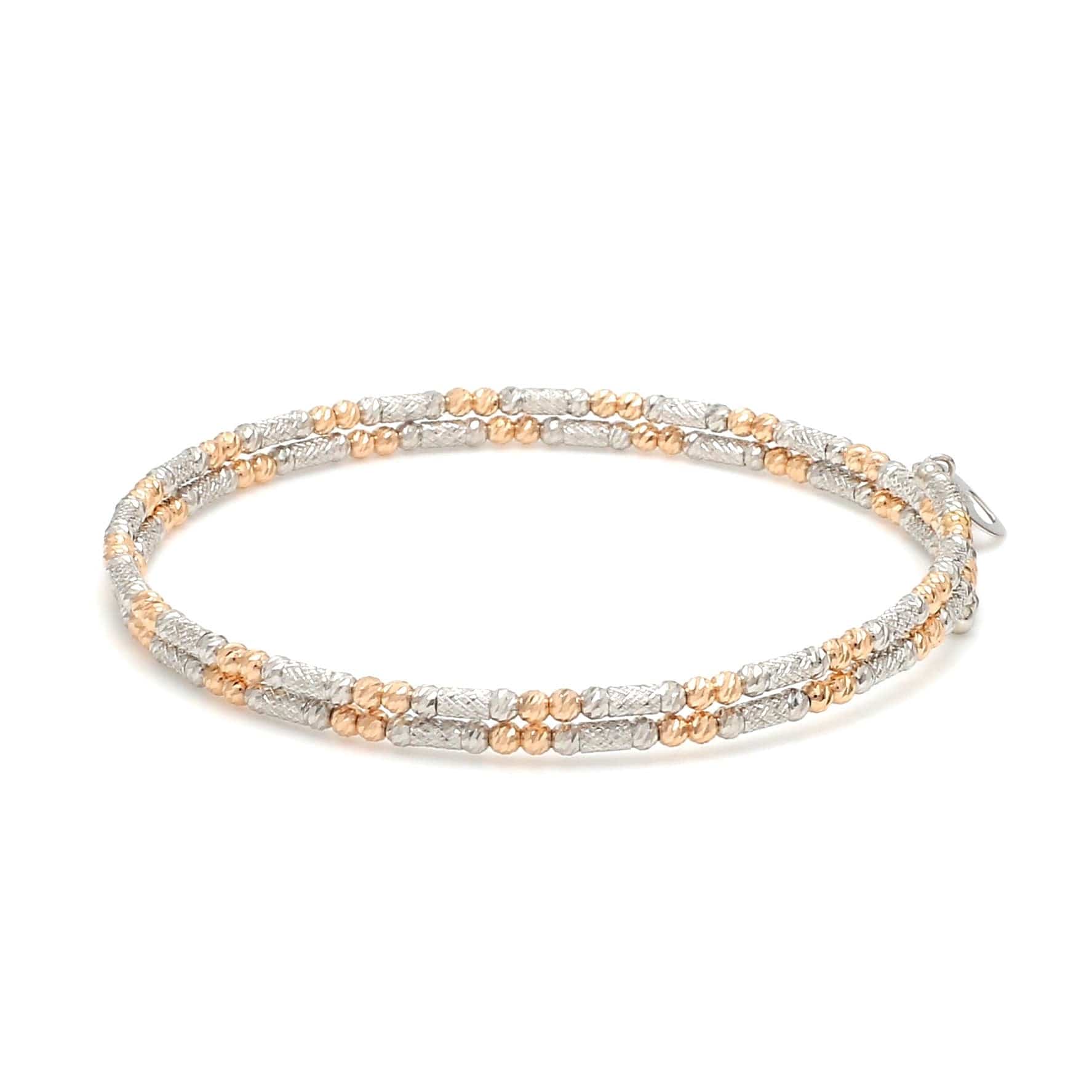 Jewelove™ Bangles & Bracelets Single Japanese 2-row Platinum & Rose Gold Bracelet for Women with Diamond Cut Balls JL PTB 1226