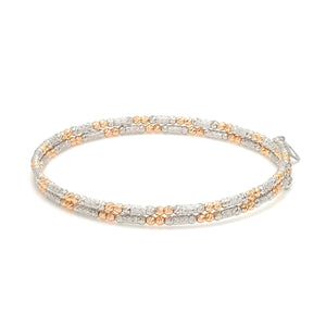 Jewelove™ Bangles & Bracelets Single Japanese 2-row Platinum & Rose Gold Bracelet for Women with Diamond Cut Balls JL PTB 1226