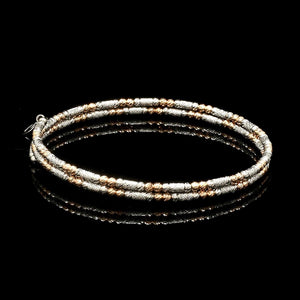 Jewelove™ Bangles & Bracelets Single Japanese 2-row Platinum & Rose Gold Bracelet for Women with Diamond Cut Balls JL PTB 1226