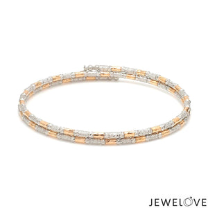 Jewelove™ Bangles & Bracelets Single Japanese 2-row Platinum & Rose Gold Bracelet for Women with Diamond Cut Balls JL PTB 1227