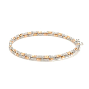 Jewelove™ Bangles & Bracelets Single Japanese 2-row Platinum & Rose Gold Bracelet for Women with Diamond Cut Balls JL PTB 1227