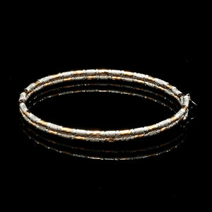 Jewelove™ Bangles & Bracelets Single Japanese 2-row Platinum & Rose Gold Bracelet for Women with Diamond Cut Balls JL PTB 1227