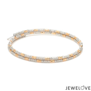 Jewelove™ Bangles & Bracelets Single Japanese 2-row Platinum & Rose Gold Bracelet for Women with Diamond Cut Balls JL PTB 1227