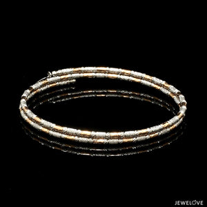 Jewelove™ Bangles & Bracelets Single Japanese 2-row Platinum & Rose Gold Bracelet for Women with Diamond Cut Balls JL PTB 1227